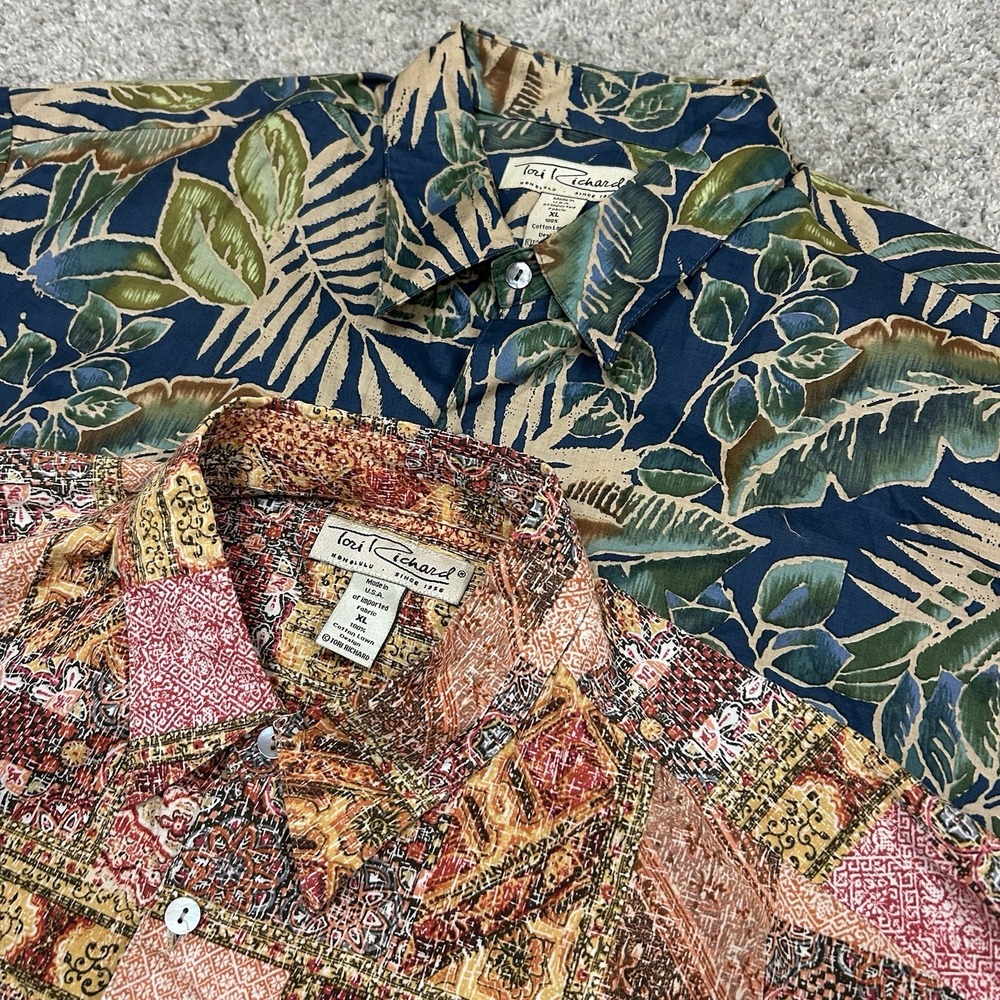 Lot of 2 Tori Richard Hawaiian Shirt Mens XL Cotton Short Sleeve Made in USA